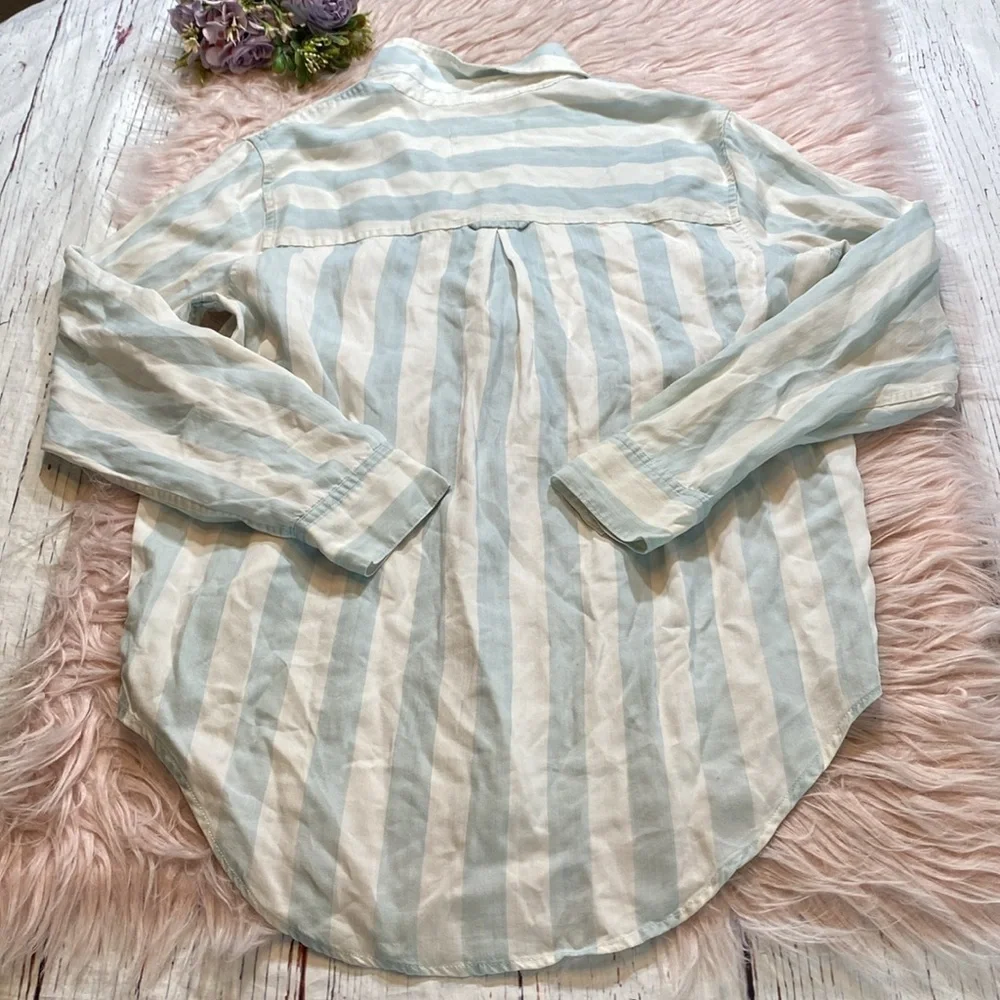Rails Utility Blue White Tie Front Stripe Blouse sz S - Picture 9 of 9